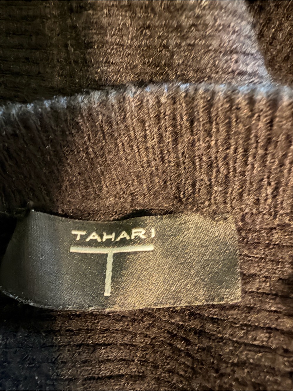 Tahari Black Ribbed V-Neck Button-Front Cardigan - Picture 4 of 7